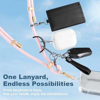 4-IN-1 Phone Lanyard Crossbody & Wrist Strap Kit with 2 Pack Tabs - color: Pink