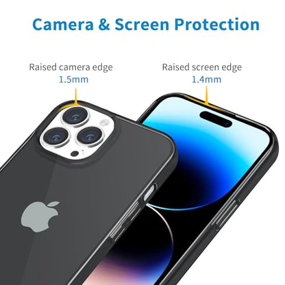 JJGoo Compatible with iPhone 14 Pro Case, Clear Soft Shockproof Protective Slim Thin Bumper Cover Transparent Phone Case, Translucent Black - color: Black