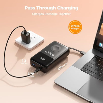PANDUK 65W Power Bank, 20000mAh Laptop Portable Charger for Apple Watch