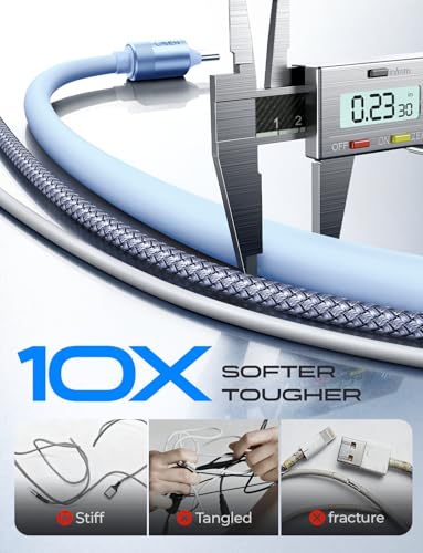 LISEN 10FT USB C Cable Fast Charging, Chubby 240W Cable USB C to USB C Fast Charging Soft Silicone USBC to USBC Parallel Cable for iPhone 17 Pro Max 16 15 Samsung S25 Ultra MacBook Pro Air iPad Blue - color: Blue, size: 10FT