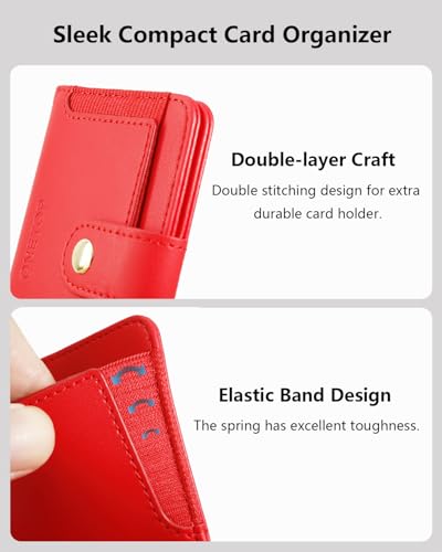 ONETOP for MagSafe Wallet,Magnetic Phone Wallet with 5 Card Slots,Red | 1-12 Cards/Cash Holder for iPhone 17/16/15/14/13/12 Series,Detachable Wallet Stick-On Back,PU Leather RFID Blocking Kickstand - color: Red