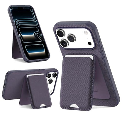 for MagSafe Wallet with Stand, Magnetic Phone Case Set, RFID Blocking, Slim Detachable Stand Card Holder, Tech Fabric for iPhone 17 Pro Max (Purple (Case+ Card Holder), iPhone 17 Pro Max) - color: Purple (Case+ Card Holder)