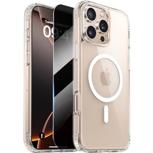 Diaclara Designed for iPhone 16 Pro Max Case, [with Privacy Screen Protector] [Anti Spy] [Military Grade Drop Protection] Heavy Duty Full-Body Shockproof Phone Case, Magnetic Clear - color: Magnetic Clear, size: iPhone 16 Pro Max 6.9"