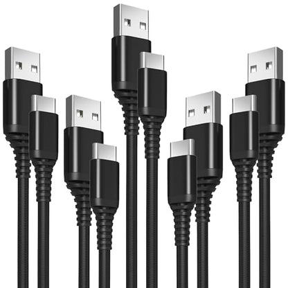 USB-A to USB-C Cable 5 Pack – 3A Fast Charging (QC 3.0), Mixed Length 3.3/6.6/10 ft, Nylon Braided, Compatible with iPhone 15/16/17, Galaxy S24/S23, Pixel & USB-C Devices - size: 5-Pack - Mix Length Set