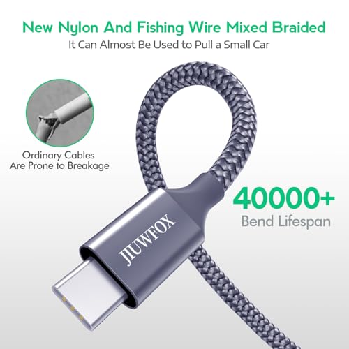 JIUWFOX USB to USB C Cable, (5Pack, 3/3/6/6/10ft) Type C 3A Fast Charging - size: 3+3+6+6+10 ft