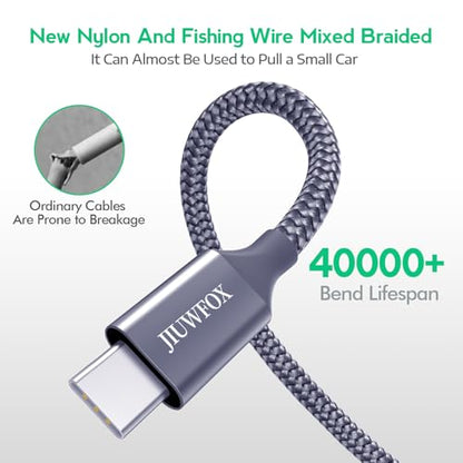 JIUWFOX USB to USB C Cable (6ft, 5Pack) for iPhone 17/17 Pro/17 Pro Max/16 Pro/16 Pro Max Fast Charging, USB C Charger Cord for Galaxy S25 S24, Pixel 10 9 and More - size: 6+6+6+6+6 ft