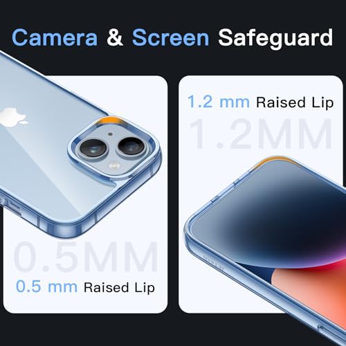JETech Case for iPhone 14, Anti-Yellowing, Sierra Blue | Shockproof Protection, Scratch Resistant Hard PC Back, Durable Transparent TPU Bumper - color: Sierra Blue, size: iPhone 14