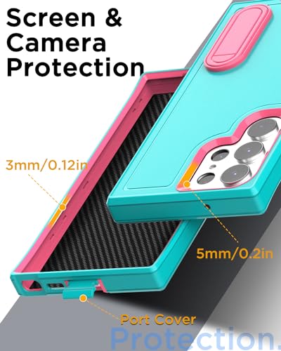 AICase for Samsung Galaxy S25 Ultra Case Built-in Stand,3 in 1 Heavy Duty Drop Protection Full Body Rugged Shockproof Military Protective Tough Durable Cover for Samsung Galaxy S25 Ultra 5G_5 - color: Blue with Stand