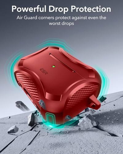 ESR for AirPods Pro 3 Case (2025), Magnetic Lid, Cyber Tough Series, Red - color: Red, size: AirPods Pro 3 Case