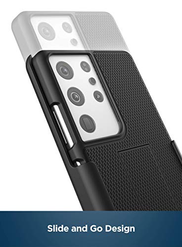 Encased DuraClip Designed for Samsung Galaxy S21 Ultra Belt Clip Case (2021) Slim Phone Cover with Holster - Black - size: S21 Ultra