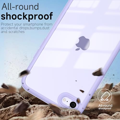 LoeoeL for iPhone SE 2022/2020/ 7/8 Case Clear, Transparent Hybrid SE Phone Case [Hard Plastic & Soft Silicone Bumper] Acrylic Non Yellowing Thin Slim Protective Cover, Purple Lavender - color: Lilac, size: SE / 7 / 8