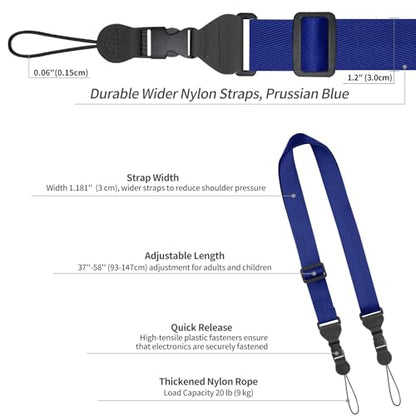 FIEIL 5 Pack Nylon iPad Strap, Adjustable Camera Neck Strap, Comfortable Shoulder Strap for iPad, Cellphone Tablet, Camera, Laptop, Binocular, Luggage Bag(Prussian Blue Universal Neck Lanyard) - size: 5 Pack Prussian Blue