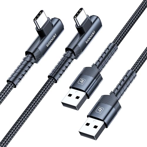 toocki USB C Cable Right Angle, 2-Pack 6.6ft USB A to USB C Charger Cable - color: Black, size: 6.6FT+6.6FT