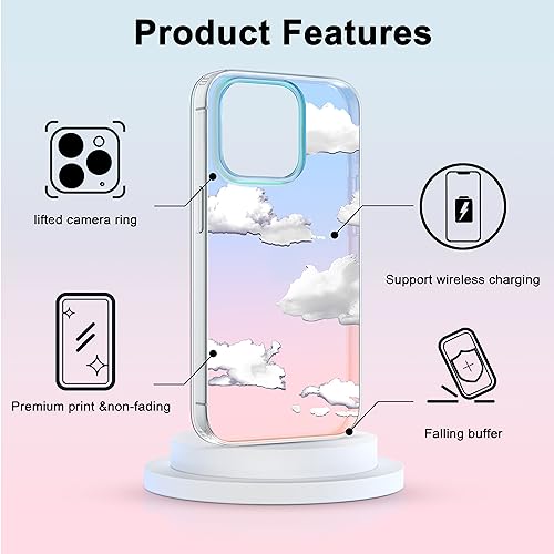 I-MGAE-IN-AR Phone Hard Case 6.7 inch Compatible with iPhone 15 Pro Max Case 2023 Release Slim Cystal Clear Holographic White Cloud Women Girls, Hard PC Shockproof Protective Design - color: Iridescent cloud, size: iPhone 15 Pro Max