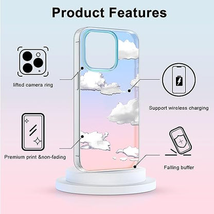 I-MGAE-IN-AR Phone Hard Case 6.7 inch Compatible with iPhone 15 Pro Max Case 2023 Release Slim Cystal Clear Holographic White Cloud Women Girls, Hard PC Shockproof Protective Design - color: Iridescent cloud, size: iPhone 15 Pro Max