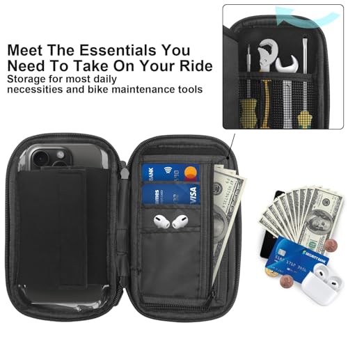 Bike Phone Handlebar Bag Holder Bike Phone Holder Waterproof Bike Bag with Sun-Visor Rain Cover, TPU Touch Screen, Handlebar Mount Bicycle Phone Front Frame Bag Bike Phone Mount for Bike - style: Handlebar Bag