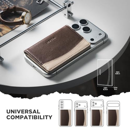 VULKIT Phone Card Holder Stick on Adhesive Credit Card Holder RFID Blocking Sticky Phone Wallet Compatible with iphone Leather Card Case for Women - color: Coffee-Brown