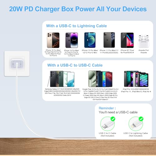 USB C Charger Block Fast Charging for Samsung Galaxy A18 A37 S26 Ultra A36 - color: WHITE