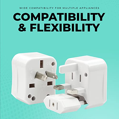 Universal Int'l Travel Plug Adapter, Works in US/UK/Europe, 150+ Countries | 110-240V Slide-Switch Prongs Fit Australia, Japan & China Outlets; Protective Case; Charges iPhone, Android, Tablets, Cameras