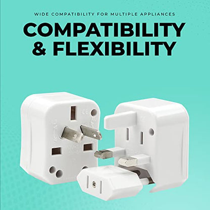 Universal Int'l Travel Plug Adapter, Works in US/UK/Europe, 150+ Countries | 110-240V Slide-Switch Prongs Fit Australia, Japan & China Outlets; Protective Case; Charges iPhone, Android, Tablets, Cameras