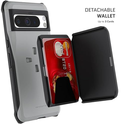 Ghostek Exec Wallet Case for Google Pixel 8 Pro - Magnetic Credit Card Holder, Compatible with Wireless Charging, Kickstand (6.7 Inch, Gray) - color: Gray, size: Pixel 8 Pro