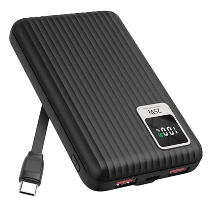 25W Super Fast Charging Portable Charger 10000mAh Power Bank,Built in Cable