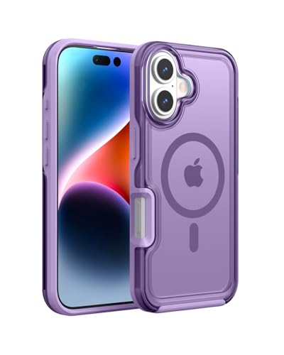 ArtsEvo Strong Magnetic for iPhone 16 Case, Compatible with MagSafe, 360° Military-Grade Protection, Slim Translucent Matte Phone Case, Purple - color: Purple, size: iPhone 16