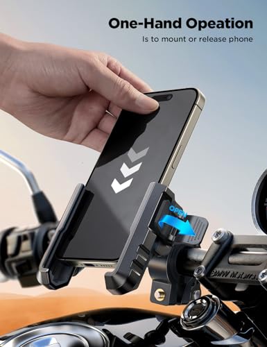 JOYROOM Motorcycle Bike Phone Holder Mount - [Not Block Camera] Bicycle Phone Holder Handlebar Cell Phone Clamp - [Silicone Wrapped] Scooter Phone Holder for iPhone Samsung 4.7''-7'' Smartphones - color: BLack