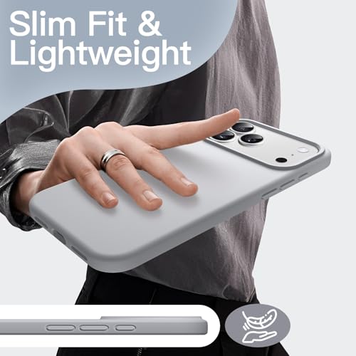 JETech Silicone Case for iPhone 17 Pro Max, Grey | Silky Soft Touch, Shockproof Protection, Scratch Resistant, Microfiber Lining - color: Grey, size: iPhone 17 Pro Max