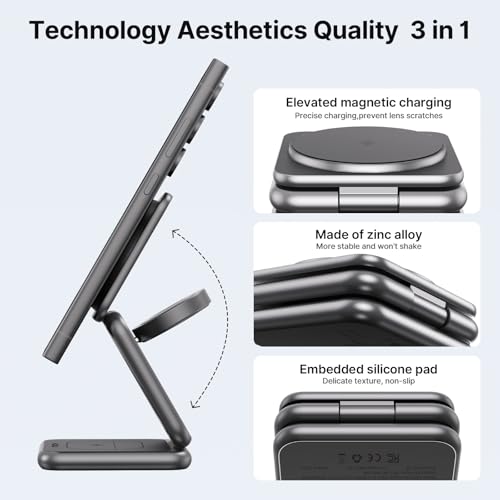 KU XIU 3 in 1 Charging Station for Samsung Phone Watch Buds - color: Grey 1
