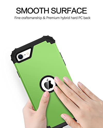 BENTOBEN for iPhone SE 2022 Phone Case and iPhone SE 2020 Case, Heavy Duty 3 in 1 Full Body Rugged Shockproof Hybrid Hard PC Soft Rubber Bumper Drop Protective Girls Women Cover, Light Green/Black - color: Black/Light Green