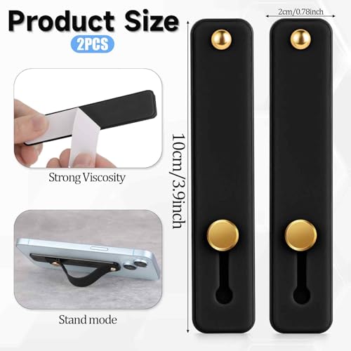 2 Pcs Phone Hand Holder Portable Phone Case Strap, Phones Finger Holder Phone-Loops for Back of Phones Suitable Most Models(Black)
