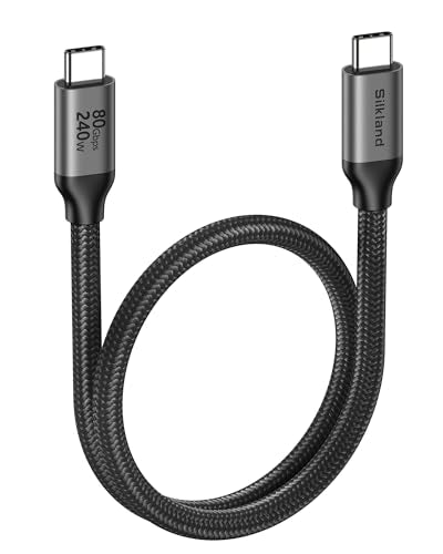 Silkland USB 4 for Thunderbolt 5 Cable 1.6FT, 80Gbps USB C Data Cable, 240W - size: 1.6 Feet