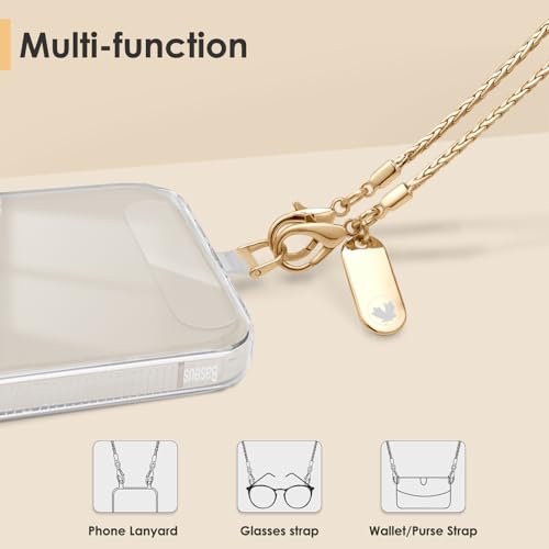 Metal Phone Lanyard Crossbody,Anti-Theft Phone Strap For Women - color: Gold, size: Long