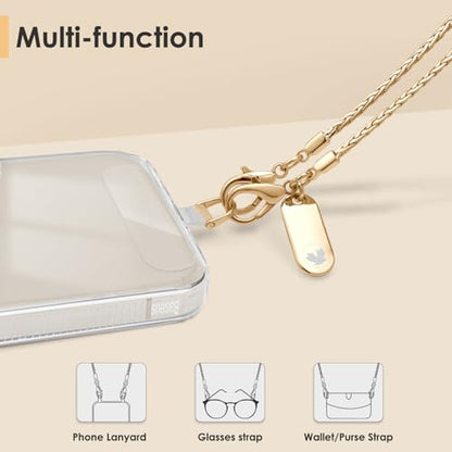 Metal Phone Lanyard Crossbody,Anti-Theft Phone Strap For Women - color: Gold, size: Long