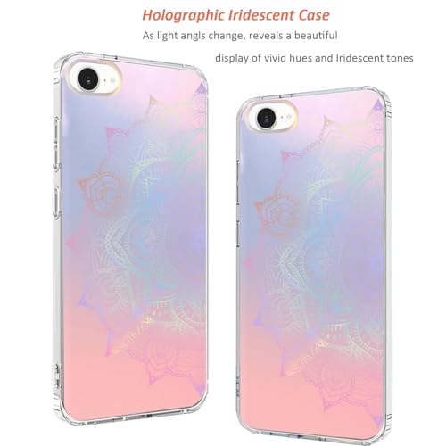 for iPhone 17e & 16e Case: Slim Clear Matte Cute Flowers Floral Design for Girls Women Military Grade Drop Protection TPU Bumper Shockproof Silicone Phone Cover (Rainbow Mandala) - color: Rainbow Mandala