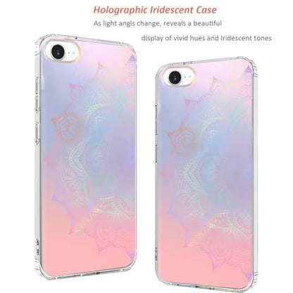 for iPhone 17e & 16e Case: Slim Clear Matte Cute Flowers Floral Design for Girls Women Military Grade Drop Protection TPU Bumper Shockproof Silicone Phone Cover (Rainbow Mandala) - color: Rainbow Mandala
