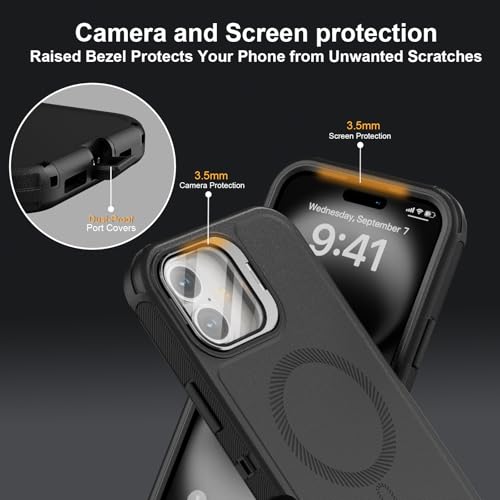 Follaroma for iPhone 16 Plus Case,Magnetic,Heavy Duty Case,6.7'',Black - color: Black, size: iPhone 16 6.1''