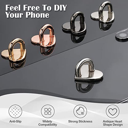 Moxweyeni 8 Pcs Heart Phone Charm Hook,Gold, Silver, Rose Gold, Black - color: Gold, Silver, Rose Gold, Black
