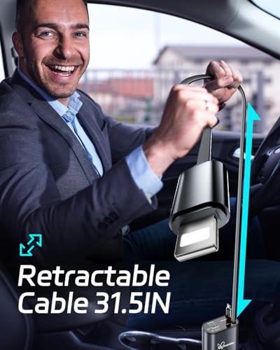 Retractable Car Charger,Super Fast USB Car iPhone Charger,Gifts for Men Women Car Truck Accessories for iPhone 15/14/13/12 Pro Max XR,iPad,Samsung,Pixel - size: Dual Lightning Cords