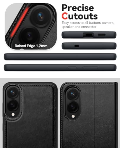 OCASE for Samsung Galaxy S25 Edge Detachable Wallet Case, Black | 2-in-1, Card Holder, RFID Blocking, Stand, Wrist Strap, Shockproof, Wireless Charging, Magnetic, PU Leather Flip Phone Cover - color: Black, size: Samsung Galaxy S25 Edge