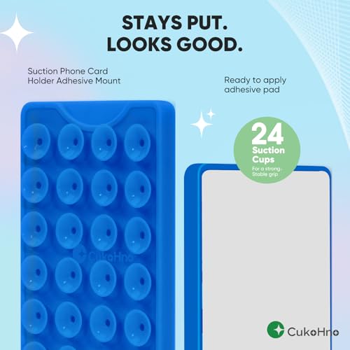 Suction Phone Card Holder Adhesive Mount,Up to 3 Cards,Red - color: Red