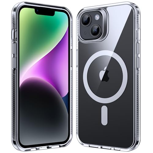 Supdeal Magnetic Clear Case for iPhone 13/14, [Compatible with MagSafe] [Non Slip Bumper & Not Yellowing] Military Grade Shockproof Transparent Silicone Phone Cover, 6.1", Transparent - color: Transparent, size: iPhone 13/14