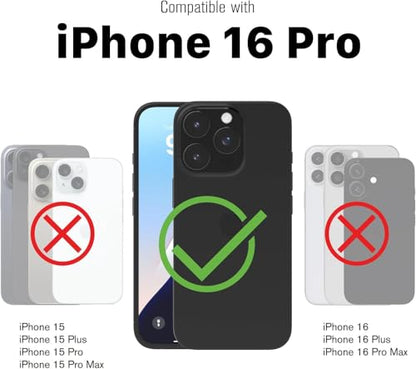 SAMONPOW for iPhone 16 Pro Case with Card Holder [4 Cards] &Kickstand Black - size: for iPhone 16 Pro