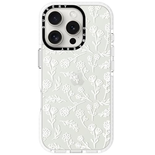 Dumkery Cute White Flowers Case Compatible with iPhone 16 Pro Clear Case, Floral Aesthetic Pattern, Soft TPU Shockproof Cover for Girls Women - size: iPhone 16 Pro