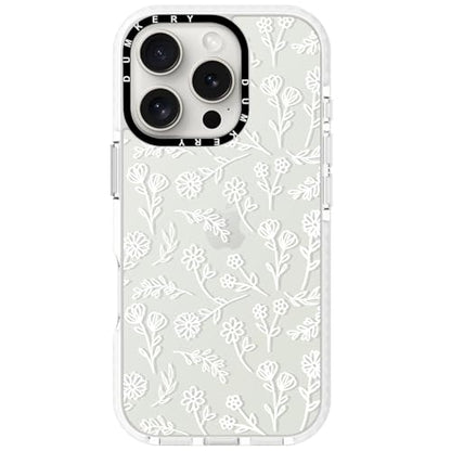 Dumkery Cute White Flowers Case Compatible with iPhone 16 Pro Clear Case, Floral Aesthetic Pattern, Soft TPU Shockproof Cover for Girls Women - size: iPhone 16 Pro