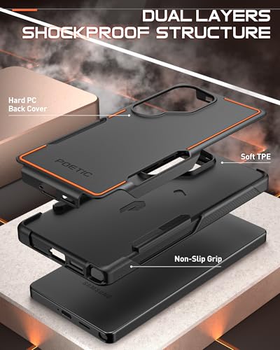 Poetic Neon Case for Samsung Galaxy S25 Ultra 5G, Dual Layer Heavy Duty Rugged Lightweight Slim Shockproof Protective Cover Phone Case, Orange/Black - color: Black/Orange