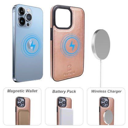 Bocasal for MagSafe Wallet Case Card Holder for iPhone 13 Pro, Rose Gold - color: Rose Gold for MagSafe