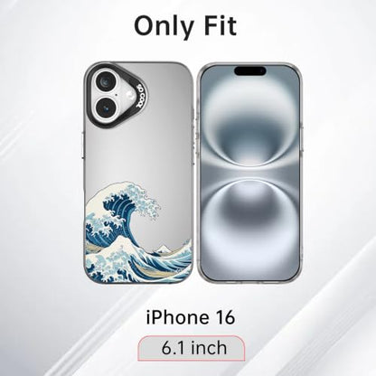 for iPhone 16 Case, TPU, Drop Protection, Waves | Matte Silver Back, Shockproof, Fade-resistant, Anti-yellow, Lens Protection, Precise Cutout, Slim grip, Waves - color: Waves, size: iPhone 16