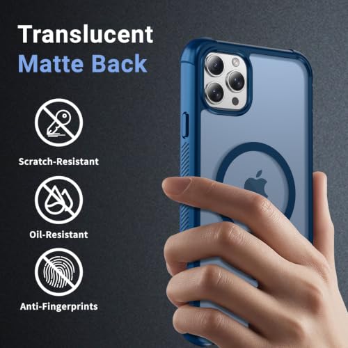 jaroco Magnetic for iPhone 11 Pro Max Case Heavy Duty Protection Deep Blue | Compatible with MagSafe,Military Grade Drop Protection,Translucent Matte,Non-Slip,Shockproof 2-Layer Durable Bumper Case - color: Deep Blue, size: iPhone 11 Pro Max